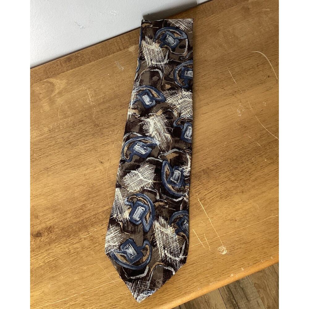 The Bon Marche Tie 100 % Italian Silk Blue Beige